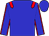 Blue body, red epaulettes, blue arms, red seams, blue cap