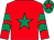 Red, emerald green star, chevrons on sleeves, emerald green cap, red star