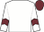 White body, white arms, garnet chevron, garnet cap