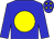 Blue body, yellow disc, blue arms, blue cap, yellow stars