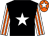 Black body, white star, white arms, orange striped, orange cap, white star