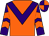 Orange, purple chevron, purple and orange chevrons on sleeves, purple and orange quartered cap