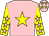 Pink, yellow star, yellow sleeves, pink stars, pink cap, yellow stars