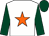 White, orange star, dark green sleeves & cap