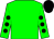 Green body, green arms, black spots, black cap