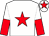 White, red star, halved sleeves, white cap, red star