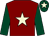 Maroon, beige star, dark green sleeves, dark green cap, beige star