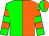 Green and orange halved, hooped sleeves