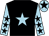 Black, light blue star, light blue sleeves, black stars, light blue cap, black star