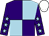 Purple and light blue (quartered), purple sleeves, light blue stars, white cap