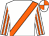 White, orange sash, striped sleeves, quartered cap