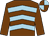 Chocolate, light blue chevrons, chocolate sleeves, quartered cap