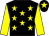 Black, yellow stars, sleeves and star on cap