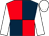 Red and dark blue (quartered), white sleeves and cap