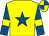 yellow with royal blue star, royal blue sleeves with yellow armlets, yellow cap with royal blue quarters