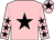 Pink, black star, pink sleeves, black stars, pink cap, black star