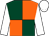 Dark green and orange (quartered), white sleeves and cap