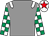 Grey, white epaulets, white and emerald green check sleeves, white cap, red star