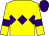 Yellow body, purple triple diamond, yellow arms, purple armlets, purple cap