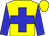 Yellow, blue cross, blue arms, yellow cap