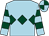 Light blue, dark green triple diamond, hooped sleeves, quartered cap