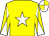 Yellow body, white star, yellow arms, white diabolo, white cap, yellow quartered