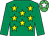 Emerald green, yellow stars, emerald green sleeves, emGreen cap, white star