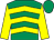 Emerald green & yellow chevrons, yellow sleeves, emerald green cap