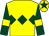 Yellow, dark green triple diamond, dark green sleeves, yellow armlets, yellow cap, dark green star