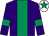 Purple, emerald green stripe and armlets, white cap, emerald green star