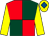 Red and dark green (quartered), yellow sleeves, yellow cap, royal blue diamond