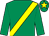 Emerald green, yellow sash and star on cap