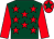 Dark green, red stars and sleeves, red cap, dark green star