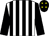 White body, black striped, black arms, black cap, yellow stars