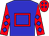 Blue body, red centre(suit), red arms, blue diamonds, red cap, blue diamonds