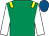 Emerald green, yellow epaulets, white sleeves, royal blue cap