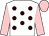 White, brown spots, pink sleeves and cap