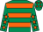 Emerald green & orange hoops, orange stars on sleeves, emerald green cap, orange stars