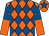 Orange & royal blue diamonds, halved sleeves, royal blue star on cap