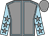 Grey, light blue seams, light blue sleeves, grey stars and cap