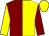 Maroon and yellow (halved), sleeves reversed, yellow cap