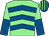 Light green, royal blue chevrons, halved sleeves, royal blue and light green striped cap