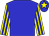 Blue body, yellow arms, blue striped, blue cap, yellow star