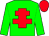 Big-green body, red cross of lorraine, big-green arms, red cap