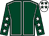 Dark green, white seams, dark green sleeves, white stars, white cap, dark green stars