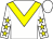 White body, yellow chevron, white arms, yellow stars, white cap