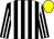 Black and white stripes, yellow cap