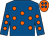 Royal blue, orange spots, orange cap, royal blue spots