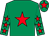 Emerald green, red star, red stars on sleeves, red star on cap