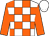 White body, orange checked, orange arms, white cap